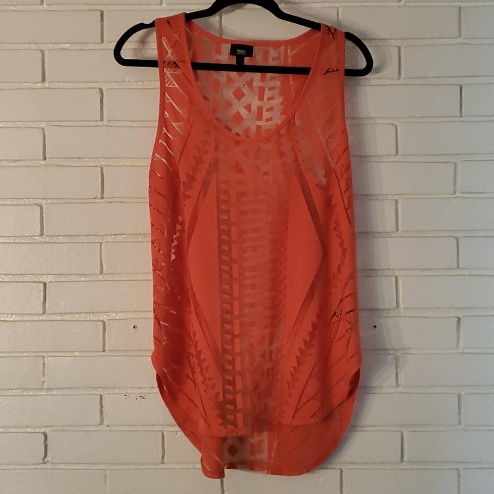 Orange burnout aztec print tank - size mediun